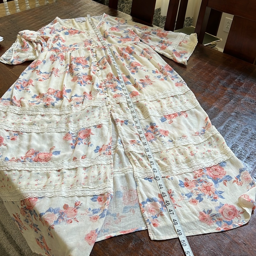 A COLLECTIVE STORY Empire Waist Tiered Maxi Dress Bohemian Floral Pink Size S - Picture 14 of 16
